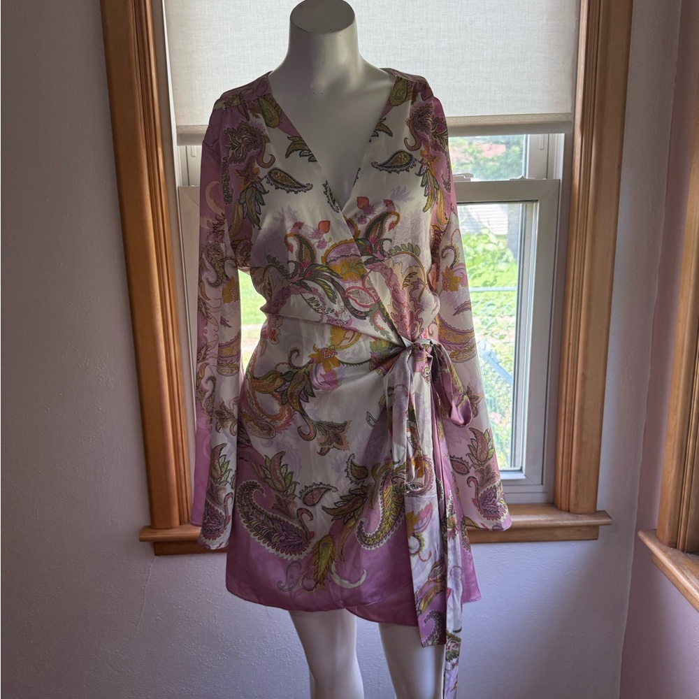 Gianni Bini Multicolor Paisley Wrap Midi Dress